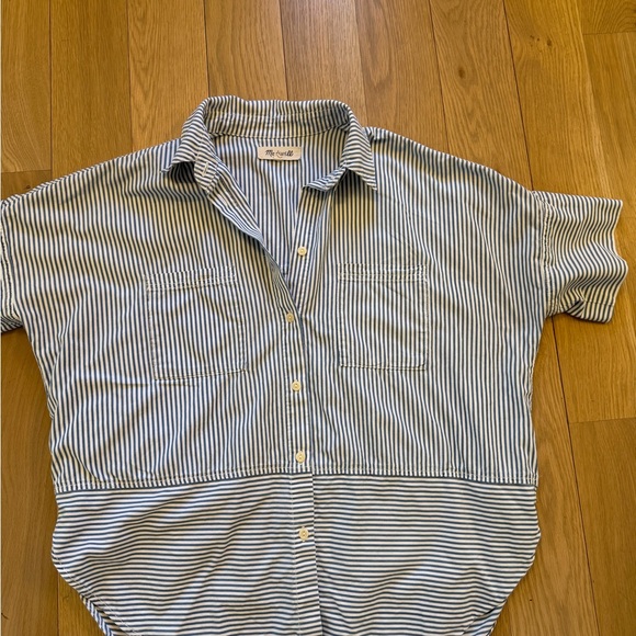 Madewell Blue Striped Button Down Shirt - Picture 2 of 2
